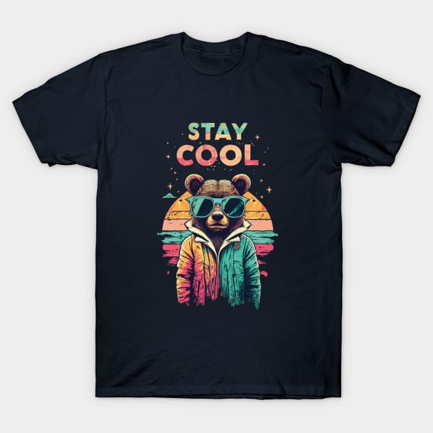 Stay Cool Vintage Graffiti Bear T-Shirt by admeral